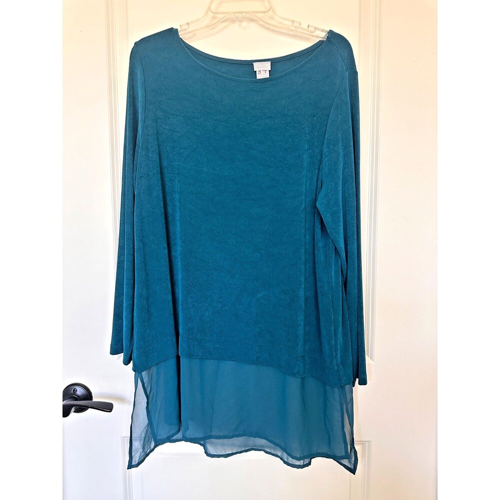 Chico's Travelers Striking Teal Blouse Chico’s 2 (Large / US 12)
